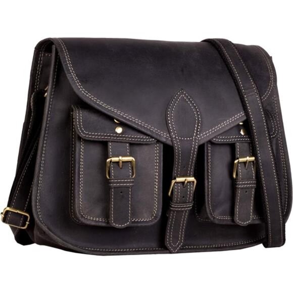 Other - 14 Inch Leather Shoulder Bag, Crossbody Bag Coffee